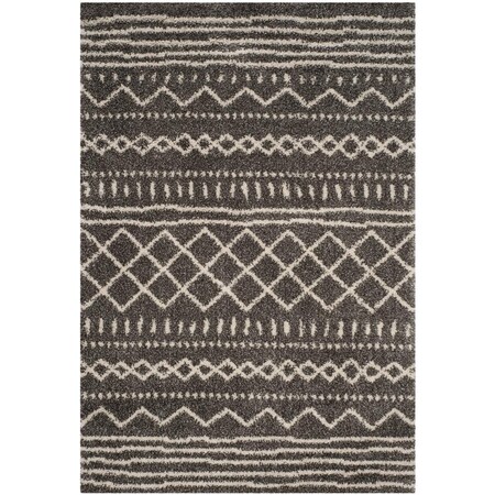 Safavieh Arizona Shag Power Loomed Medium Rectangle Area Rug; Brown & Ivory - 6 ft.-7 in. x 9 ft.-2 in. ASG741B-7